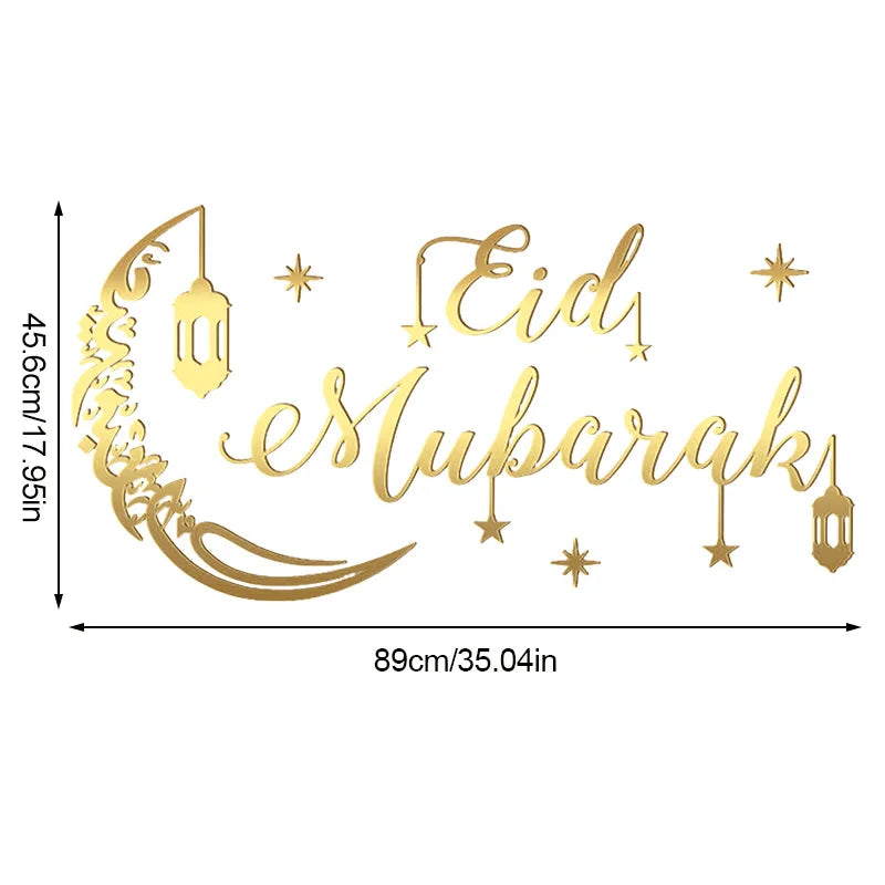Ramadan Kareem Acrylic Mirror Wall Sticker 2025 Eid Mubarak 3D Wall Decal for Home Living Room Decoration Islamic Muslim Gift