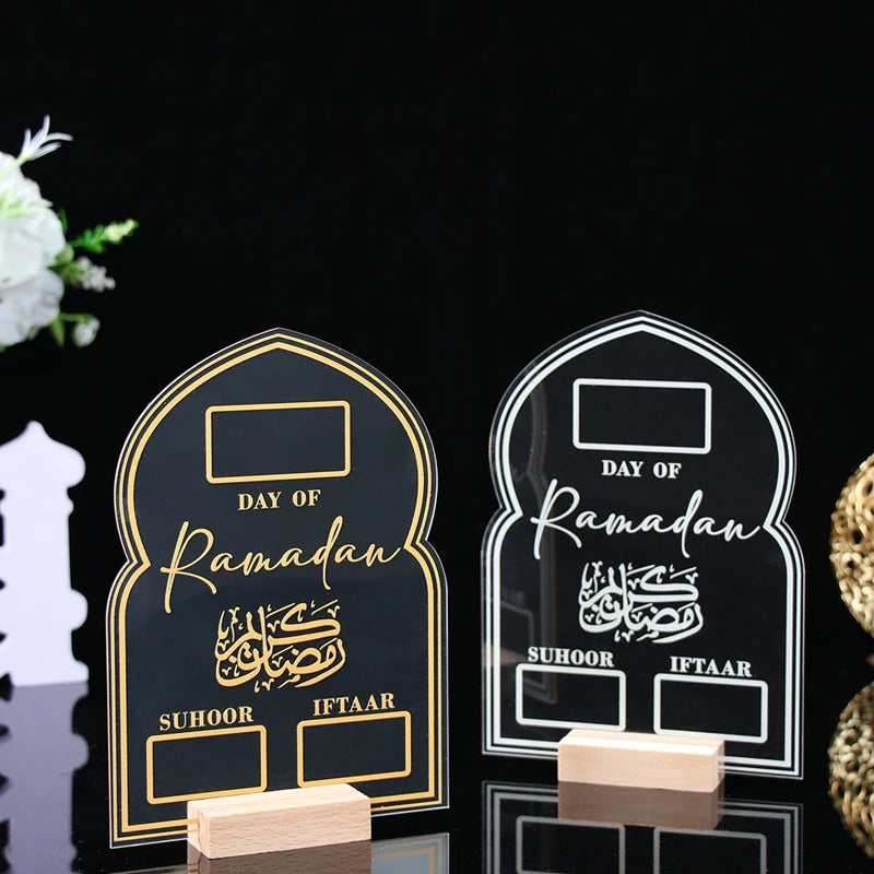 Ramadan Countdown Calendar Acrylic Eid Mubarak Ornament Kareem Ramadan Decoration 2025 For Home Islamic Muslim Party Decor Gifts
