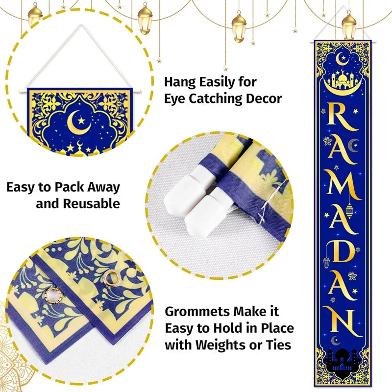 Eid Mubarak Door Banner Ramadan Decoration 2026 for Home Mubarak Ramadan Kareem Islamic Muslim Party Decor Eid Al Adha Gifts