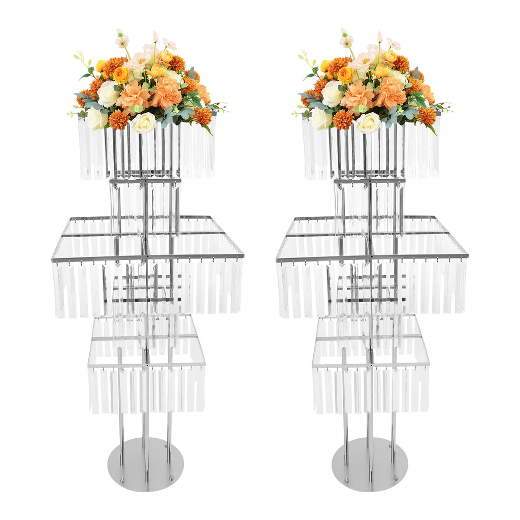 2pcs 5-Tier Flower Stand for Wedding Birthday Party Events Flower Vase Stand for Centerpieces Wedding Flower Stand Gold/silver