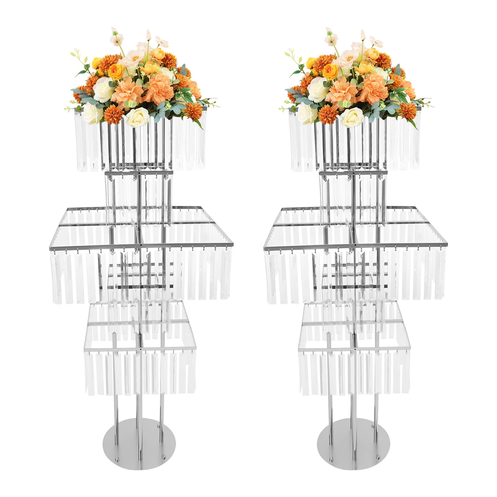 2pcs 5-Tier Flower Stand for Wedding Birthday Party Events Flower Vase Stand for Centerpieces Wedding Flower Stand Gold/silver