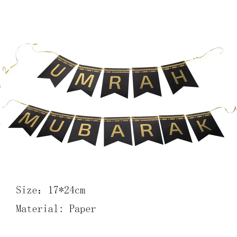 1Set Umrah Mubarak Balloon Set Banner Muslim Festival Home DIY Decor Eid Mubarak Ramadan Kareem Hajj Party Supplies