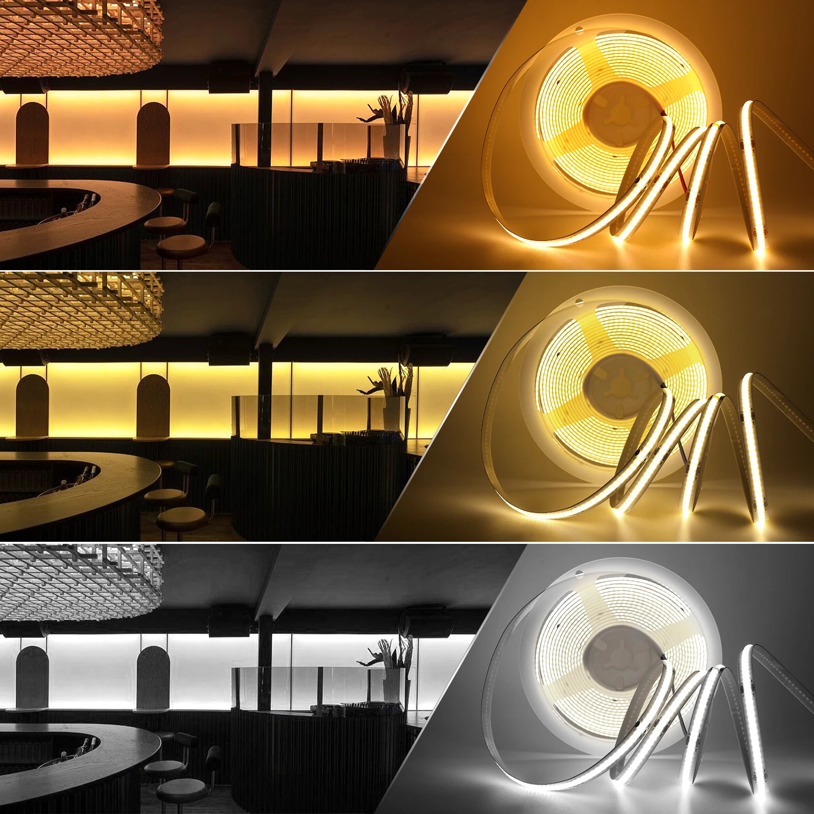 USB Dimmable COB LED Strip Light 3MM 5MM 8MM RA90 High Density 320LEDs/M 3000K 4000K 6500K FOB Flexible Ribbon Tape Rope Lamp