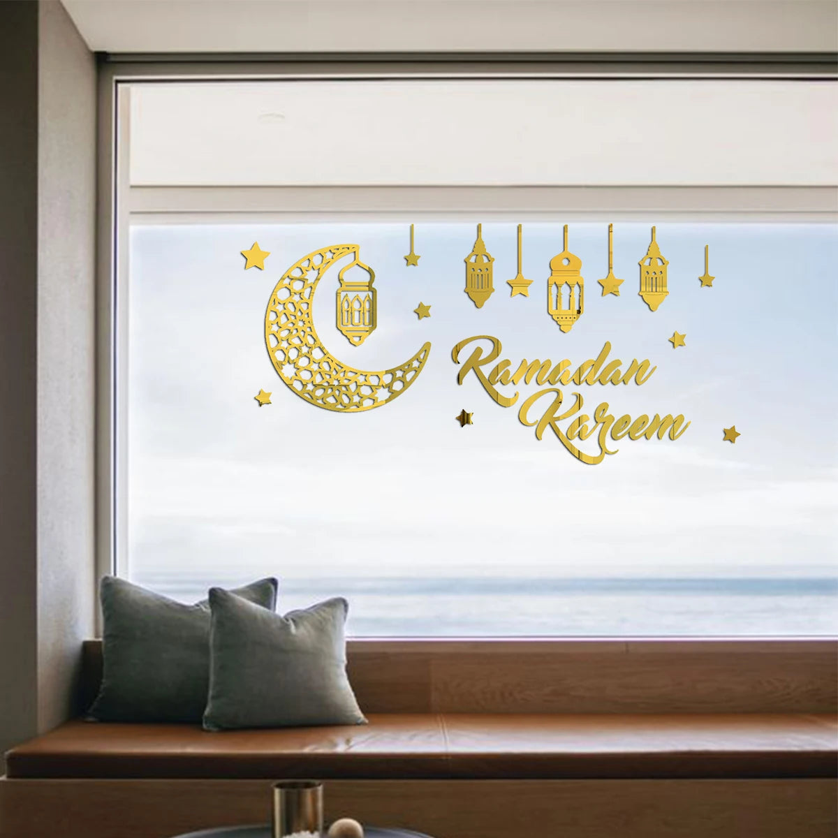 Eid Mubarak Wall Stickers Kareem Ramadan Decoration 2025 For Home Islamic Muslim Party Decor Mubarak Ramadan Window Sticker Gift