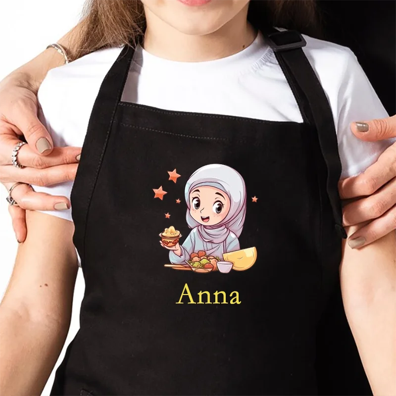 Personalized Name Ramadan Apron for Kids Muslim Islamic Kareem Family Dinner Party Decor Ramadan Gift for Girls  Al-Adha Islam