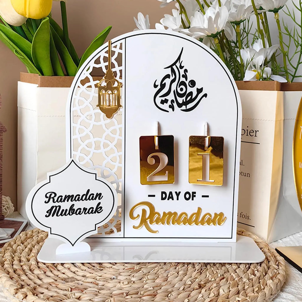 Acrylic Eid Countdown Calendar 2026 Ramadan Mubarak Decoration for Home DIY Day of Ramadan Tracker Islamic Muslim Party Supplies