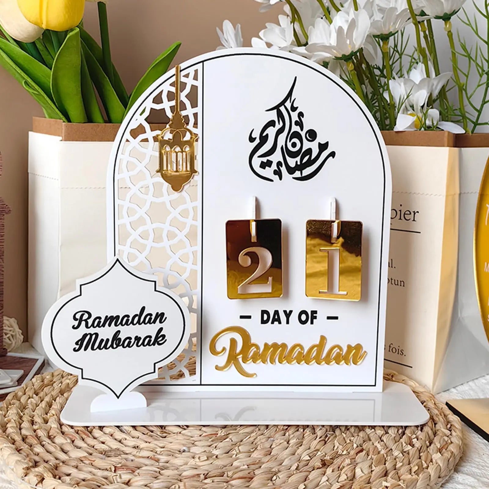Acrylic Eid Countdown Calendar 2026 Ramadan Mubarak Decoration for Home DIY Day of Ramadan Tracker Islamic Muslim Party Supplies