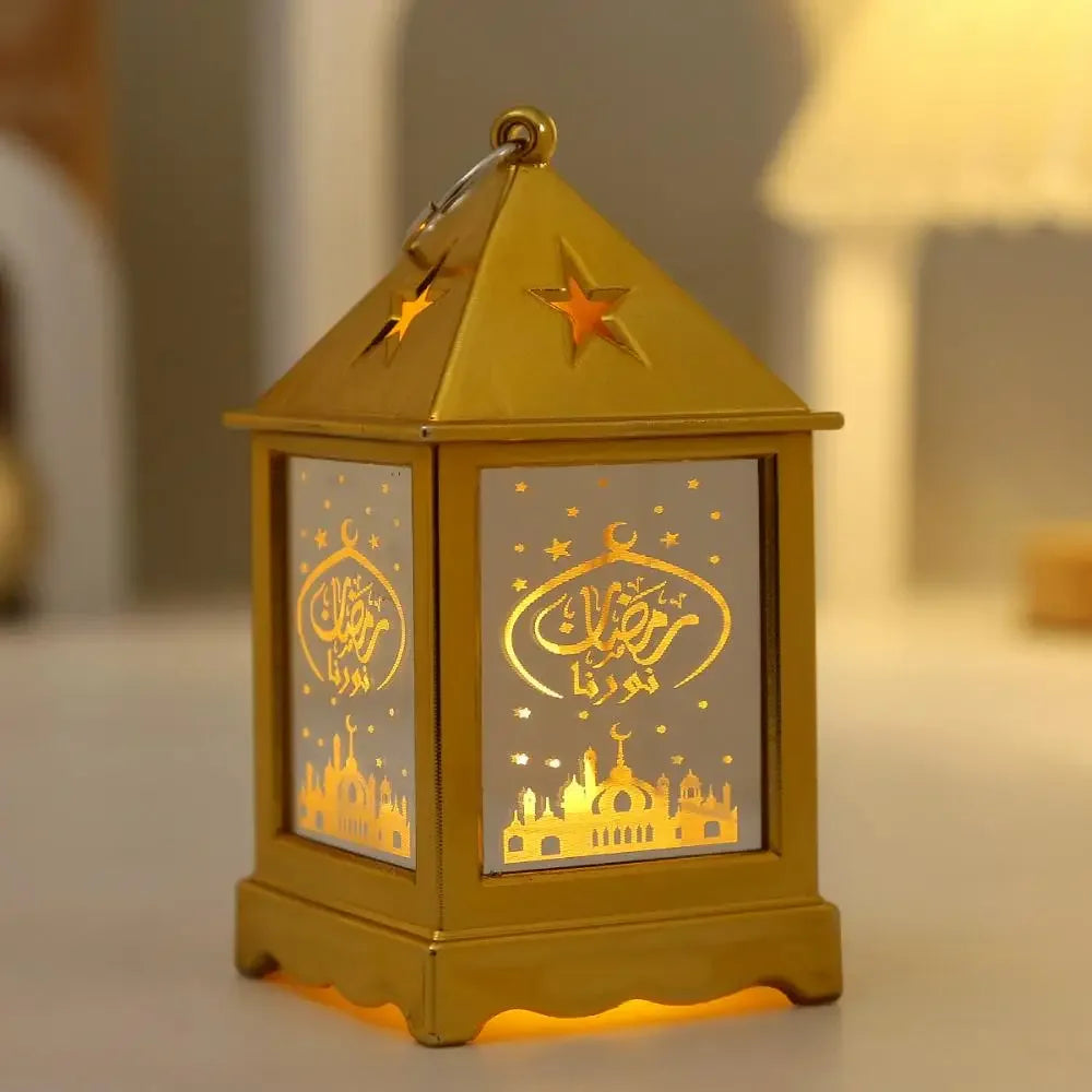 2025 Eid Mubarak Wind Lantern Ornaments Ramadan Led Portable Lamp Eid Al Adha Gifts Muslim Gurbang Ramadan Decoration for Home