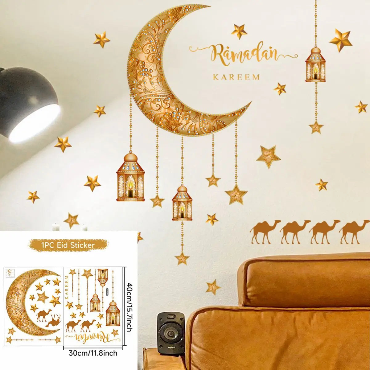 Eid Mubarak Window Stickers Ramadan Decorations for Home Islamic Muslim Party Decor Eid Al Adha Diy Wall Stickers Ramadan Kareem