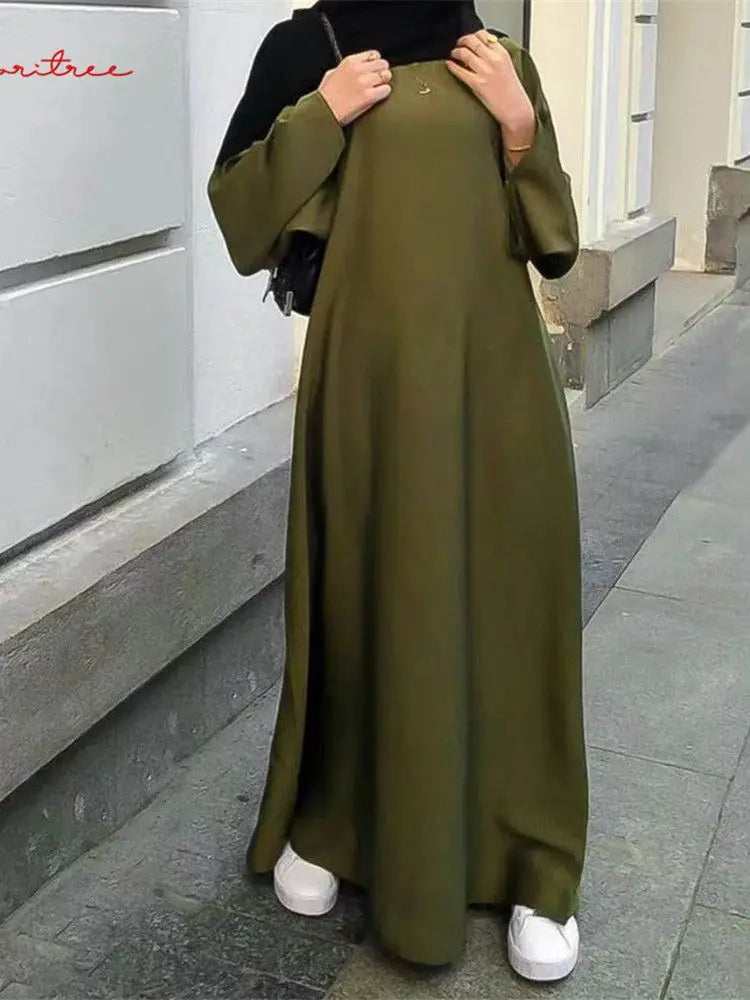 Fashion Sliky Djellaba Muslim Dress Dubai Full Length Flare Sleeved Soft Abaya Dubai Turkey Muslim Islam Robe WY921