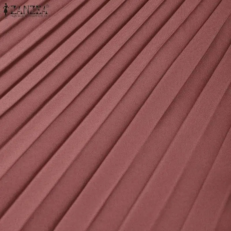 2025 ZANZEA Islamic Hijab Women Abaya Robe – Elegant O-Neck A-Line Dress
