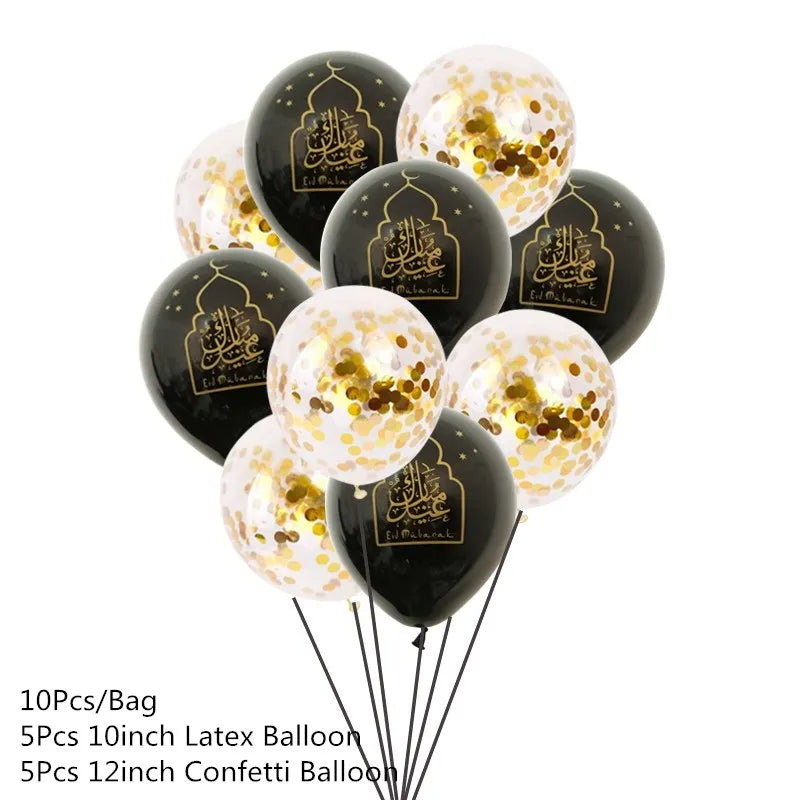 10Pcs Eid Umrah Mubarak Latex Balloon Ramadan Kareem Festival Muslim Islamic Ramadan Party Eid Al-Firt Home Decoration Supplies