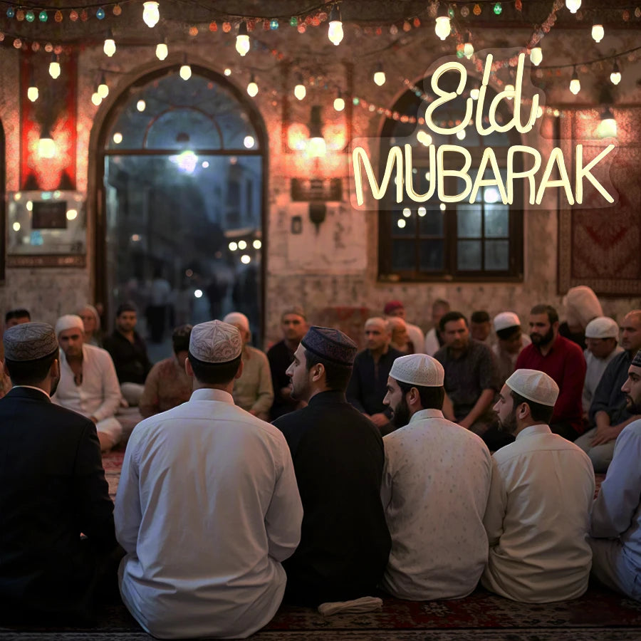 Eid Mubarak Neon Sign For Wall Decor, Muslim Door Window,  Islamic Living Room,  Bedroom, House Party, Club Decoration, Gifts