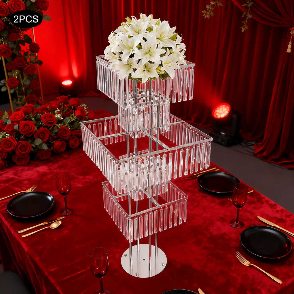2pcs 5-Tier Flower Stand for Wedding Birthday Party Events Flower Vase Stand for Centerpieces Wedding Flower Stand Gold/silver