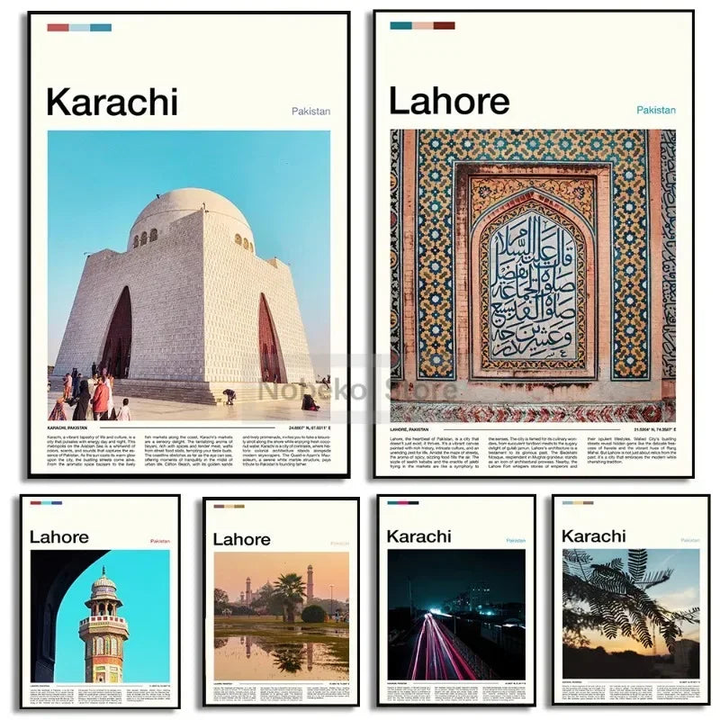 Canvas Painting Wall Art Pictures Asia Pakistan Travel Posters Lahore Karachi City Landscape Prints Home Room Modern Decor Gift