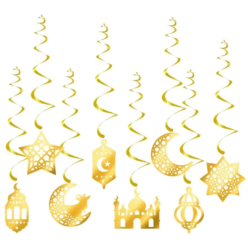 Vibrant Eid Party Decorations Ramadan Flags Banners Moon Star Hanging Decor for Creating A Festive Atmosphere in Home Yard