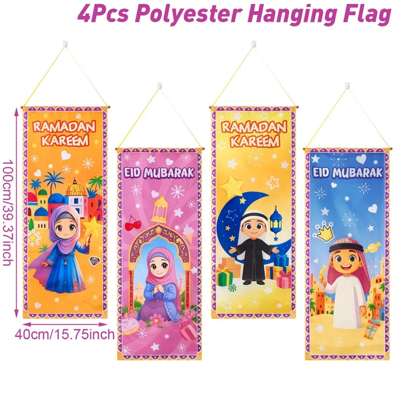 Ramadan Decoration Flag Hanging EID Mubarak Decor 2026 For Home Flag Hanging Ramadan Kareem Islamic Muslim Party Eid Gifts