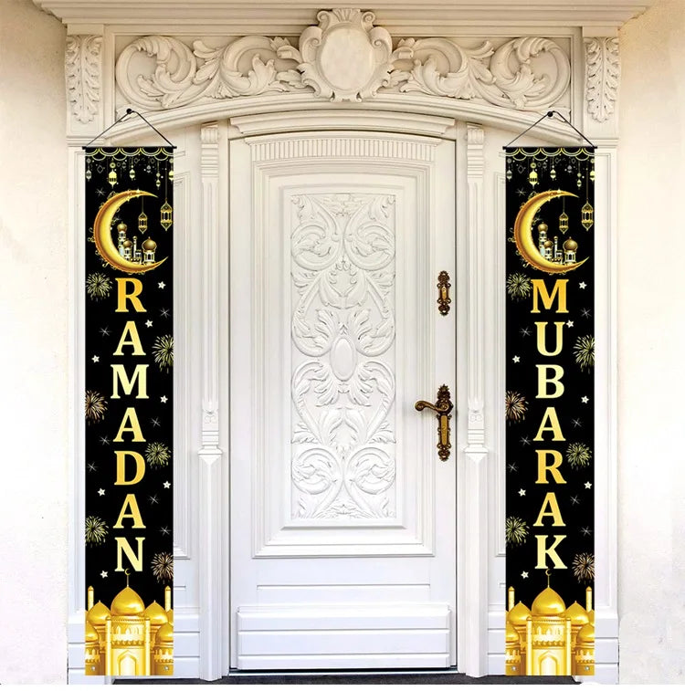 Eid Mubarak Door Banner Ramadan Decoration 2025 for Home Mubarak Ramadan Kareem Islamic Muslim Party Decor Eid Al Adha Gifts