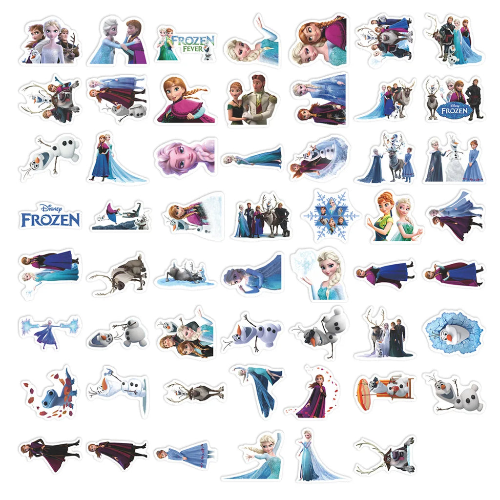 55PCS Cartoon Disney Frozen Graffiti Sticker DIY Decoration PVC Waterproof Skateboard Notebook Graffiti Toys Gifts