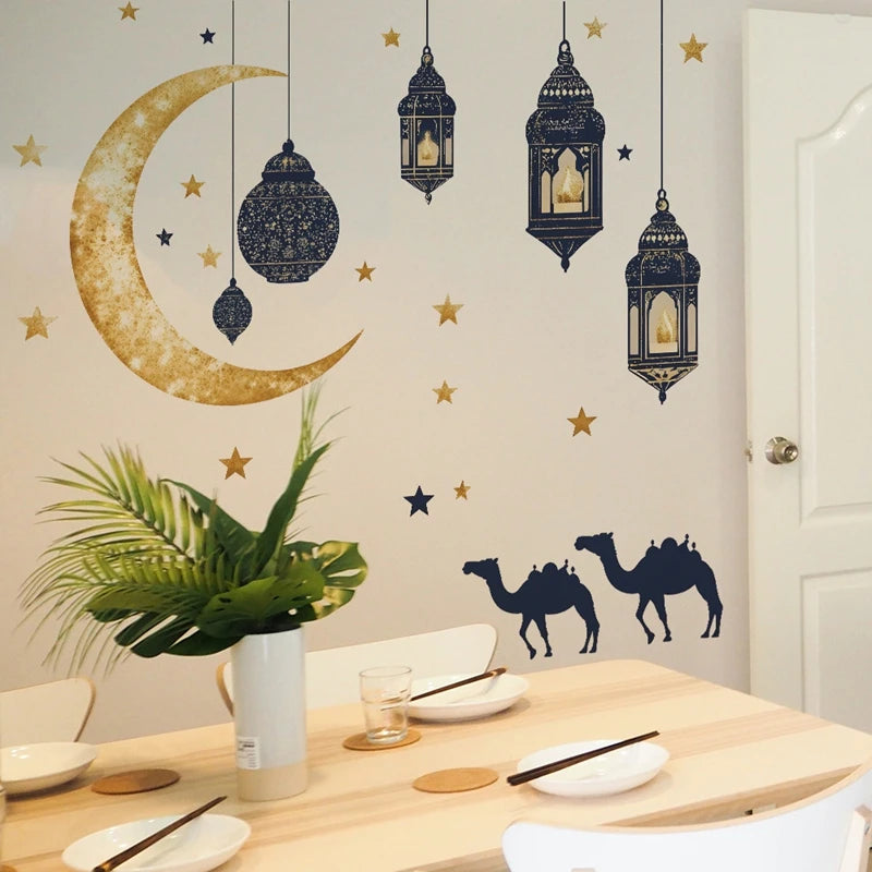 Ramadan Decorative Sticker Wall Decoration Eid Mubarak Stickers Islamic Home Decor Muslim Party Decals Islamic Gifts