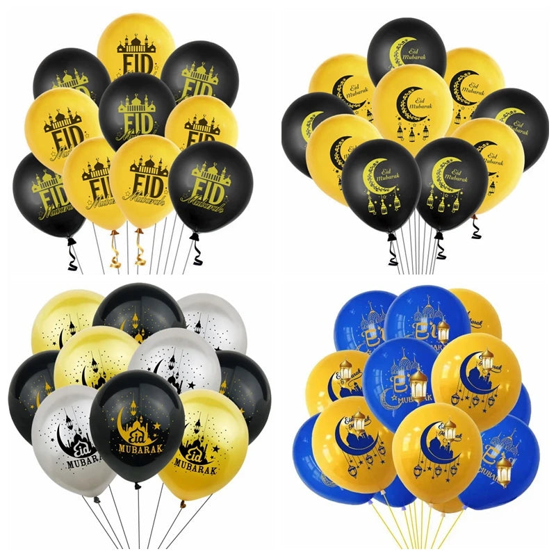 Eid Mubarak Latex Balloon Ramadan Kareem Moon Star Castle Decoration Air Globos Islamic Party Ramadan Mubarak Balloon Eid Gifts