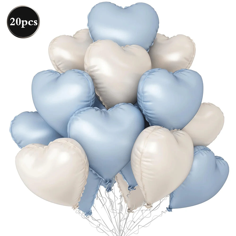 20Pcs Heart Balloons 18inch Cream Pink Love Heart Shaped Balloon Girls Birthday Party Bridal Wedding Valentine's Day Decorations