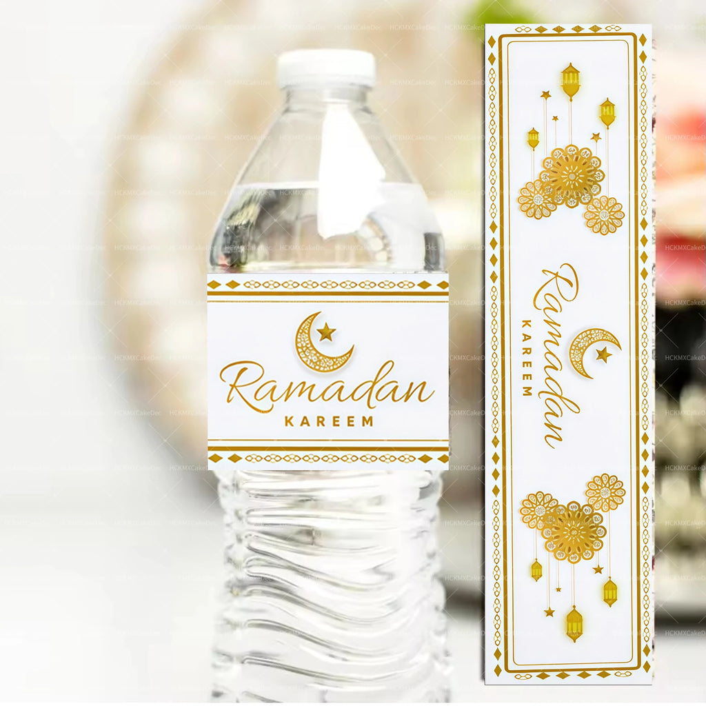 10pcs 2026 Eid Mubarak Water Bottle Stickers Self-Adhesive Labels for 2026 Ramadan Decoration Eid Party Supplies
