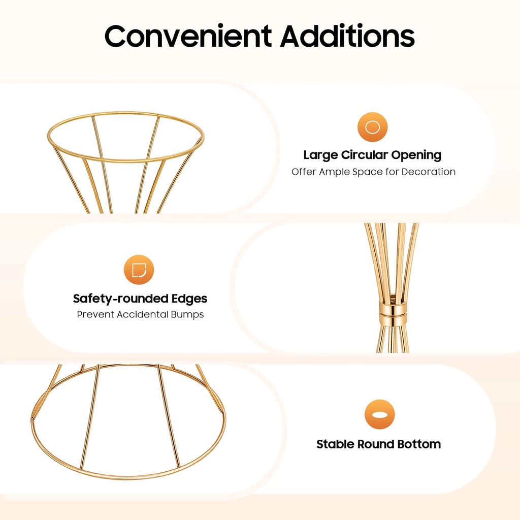 3PCS Hourglass-Shaped Golden Vase, Metal Wedding Centerpieces Vase, Flower Road Lead Stand for Table Wedding Party Banquet