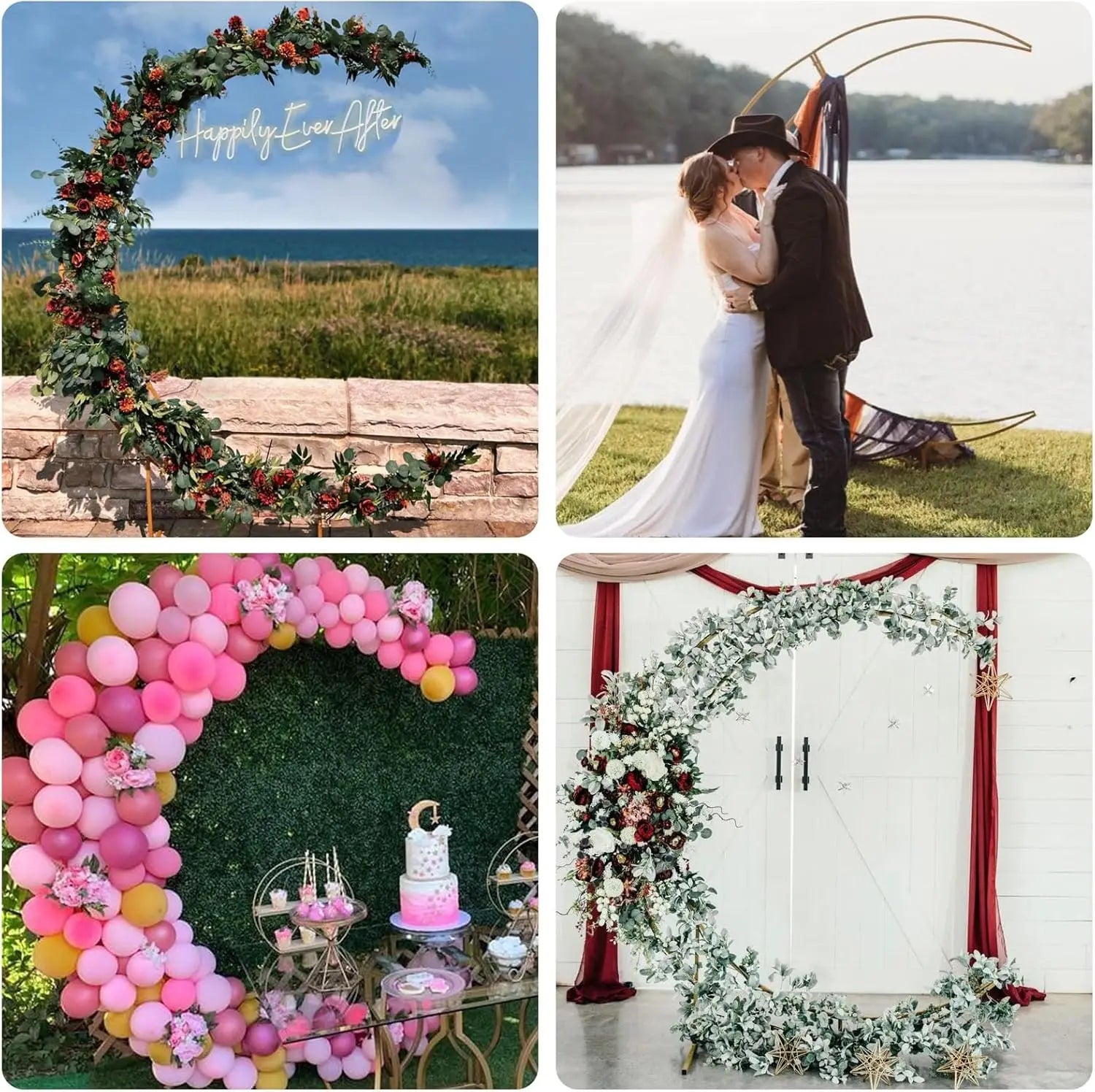 6.9ft Wedding Arch Backdrop Stand Metal Crescent Moon Backdrop Stand for Wedding Baby Shower Birthday Party Backdrop Decoration