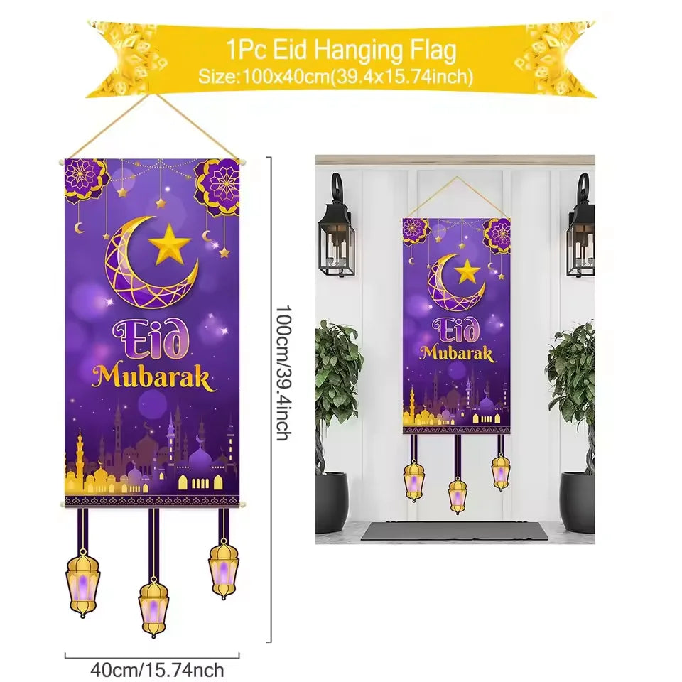 Eid Mubarak Decoration Hanging Flag Eid Mubarak Decor 2025 for Home Islamic Muslim Party Decor Ramadan Kareem Eid Al-Fitr Gift
