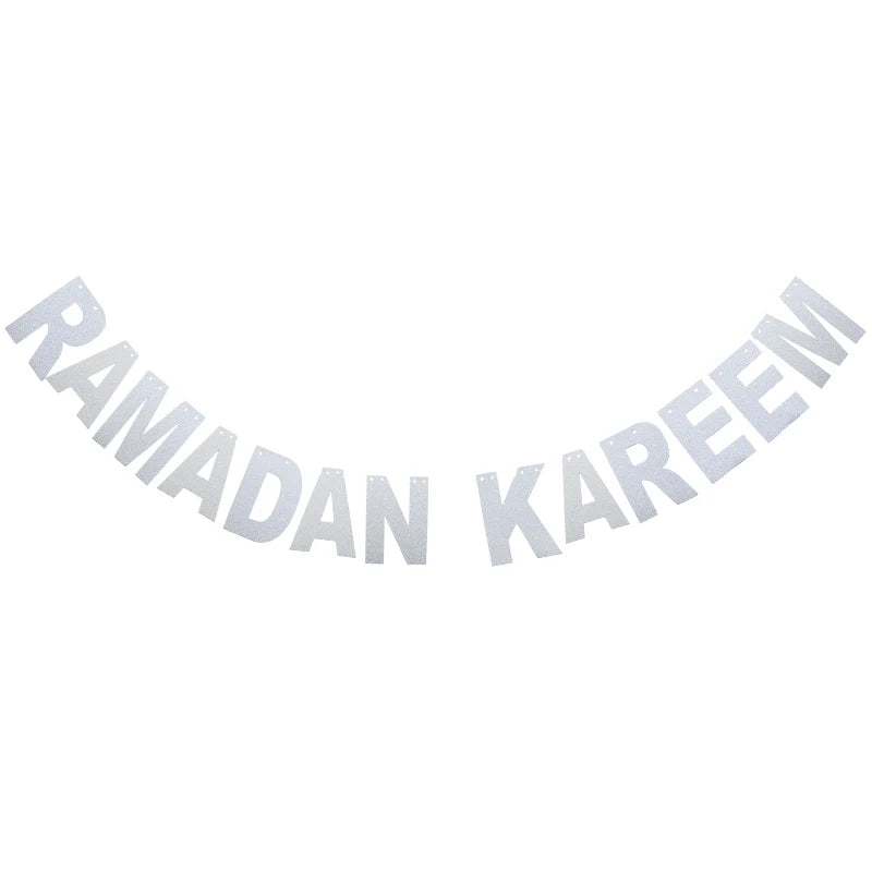EID Mubarak Banner Glitter Star Moon Letter Paper Bunting Garland Islamic Muslim Party Ramadan Kareem Decorations for Home 2026