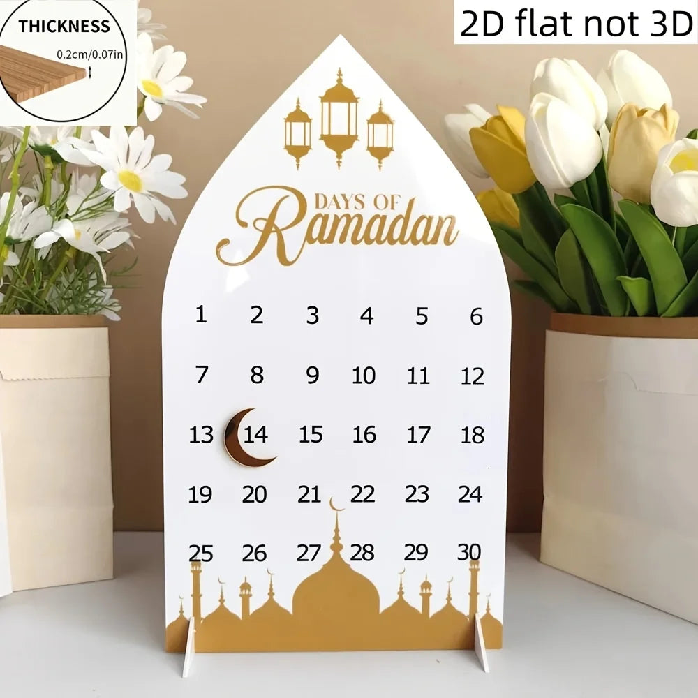 30-Day Ramadan Countdown Calendar  Arabic/English Dates & Numbered Days Contemporary Ramadan Decorations for Home Table