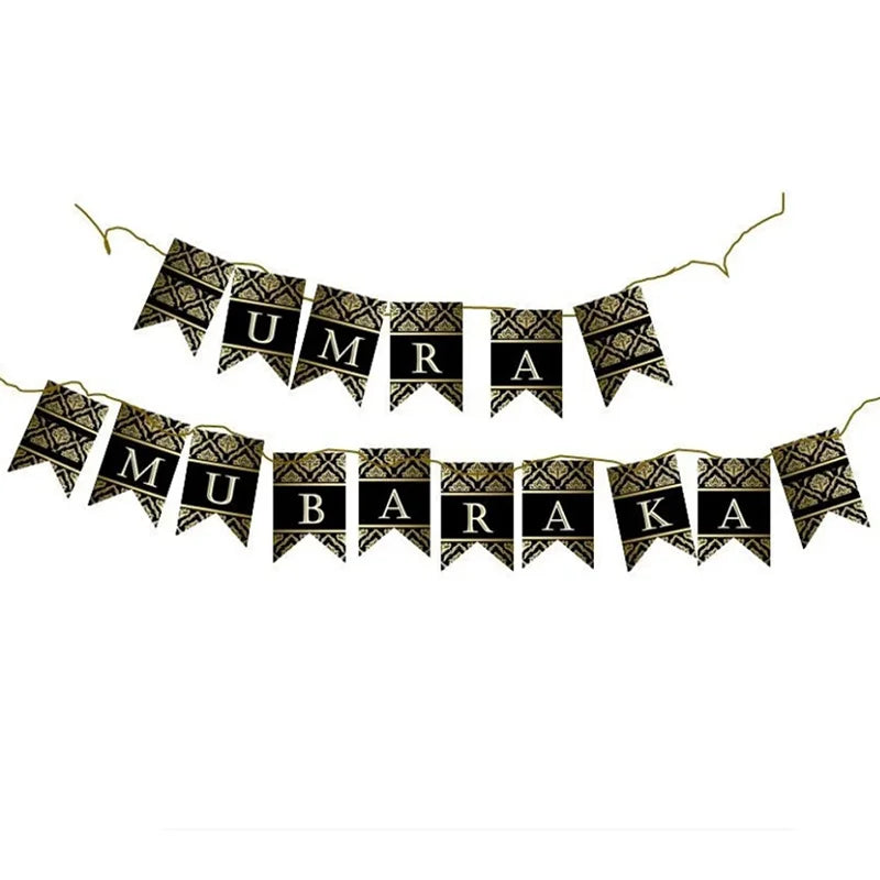 Umrah Mubarak Banners omra mubarak Islamic Eid Celebration Party hajj Decorations