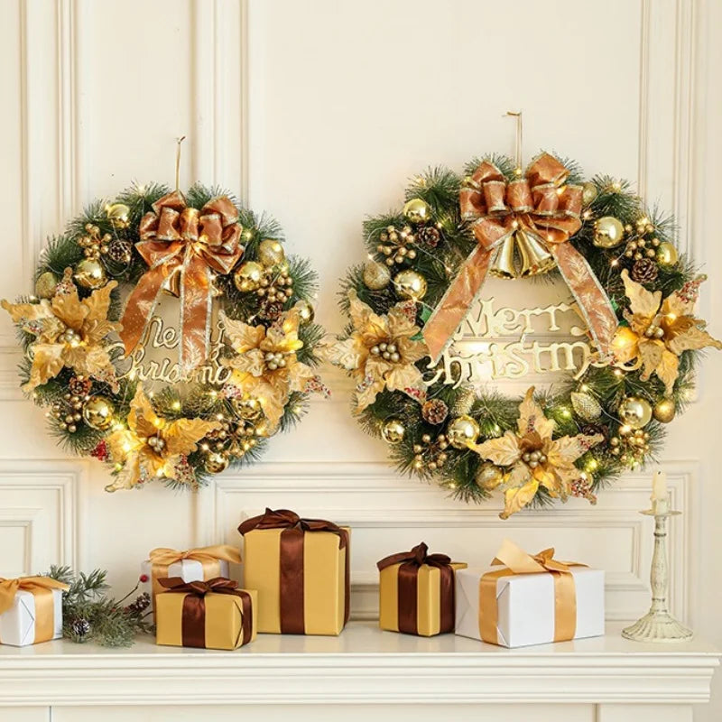 30CM Christmas Decoration Garland Front Door Window Decoration Christmas Wreath Pendant Ornament Navidad New Year Party Supplies