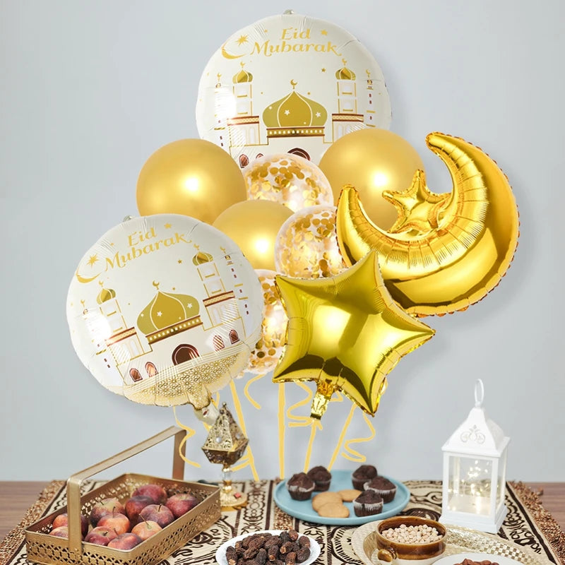 Eid Mubarak Balloons Ramadan Decor for Home Eid Mubarak Letters Balloon Ramadan Kareem Islamic Muslim Party Eid Al Adha Gifts