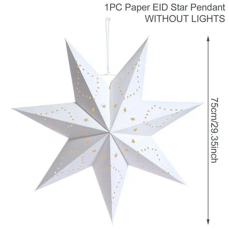 30-75cm Hollow Star Hanging Pendant Eid Mubarak Christmas Ramadan Decoration 2024 Islamic Muslim Party Decor Ramadan Kareem Gift