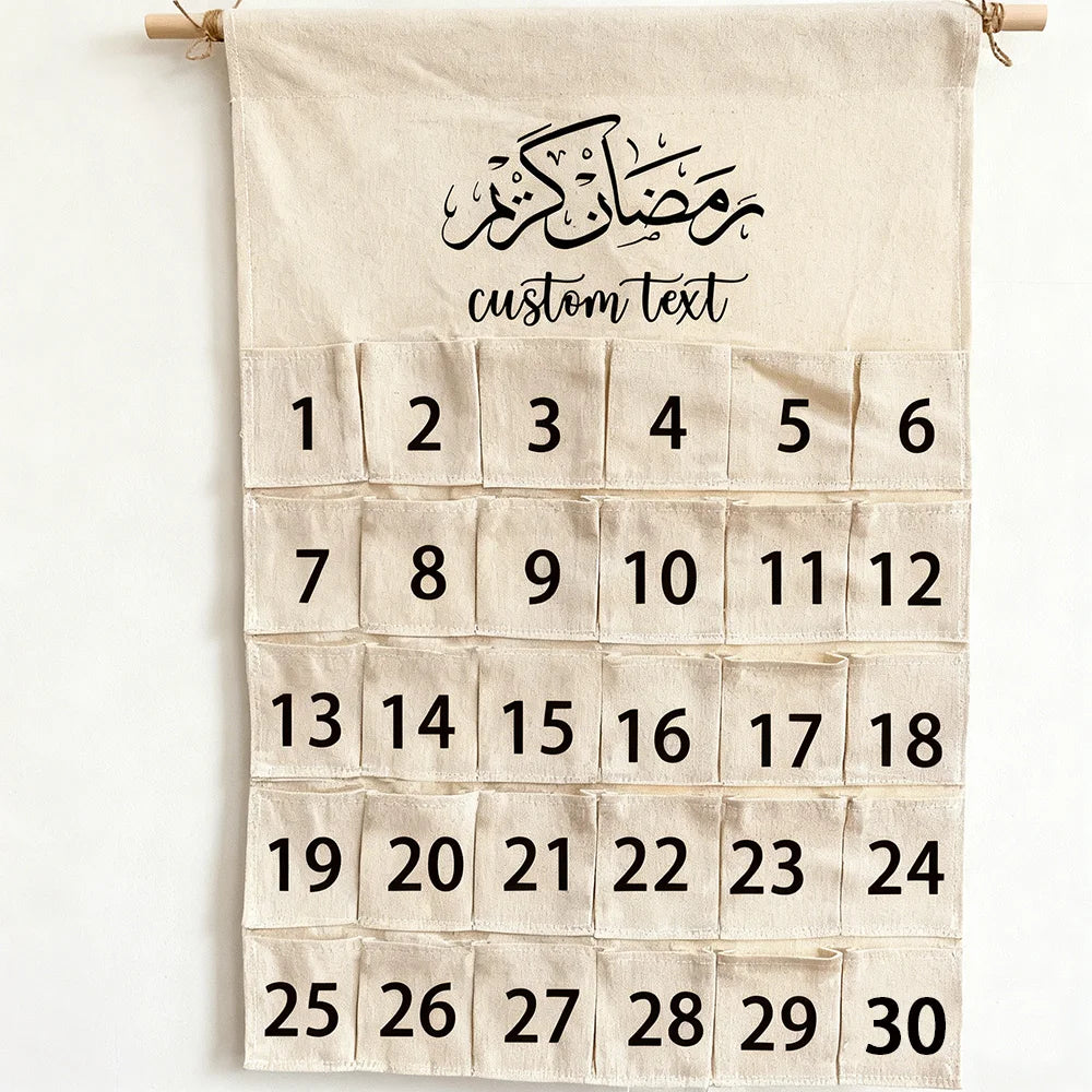 30-Day Personalized Ramadan Kareem Advent Calendar – Custom Name Eid Wall Hanging