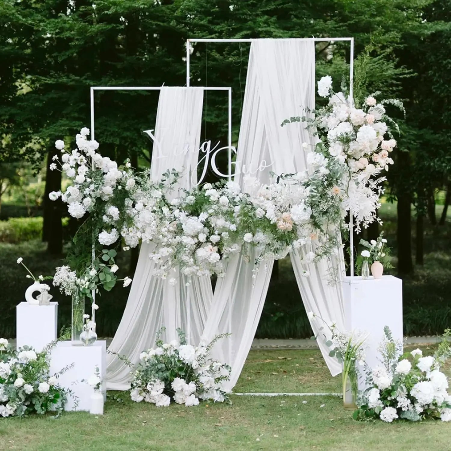 75cm X 6M White Wedding Tulle Arch Draping Fabric Backdrop 28.7" X 20FT Sheer Drapes Fabric for Wedding Ceremony Birthday Party