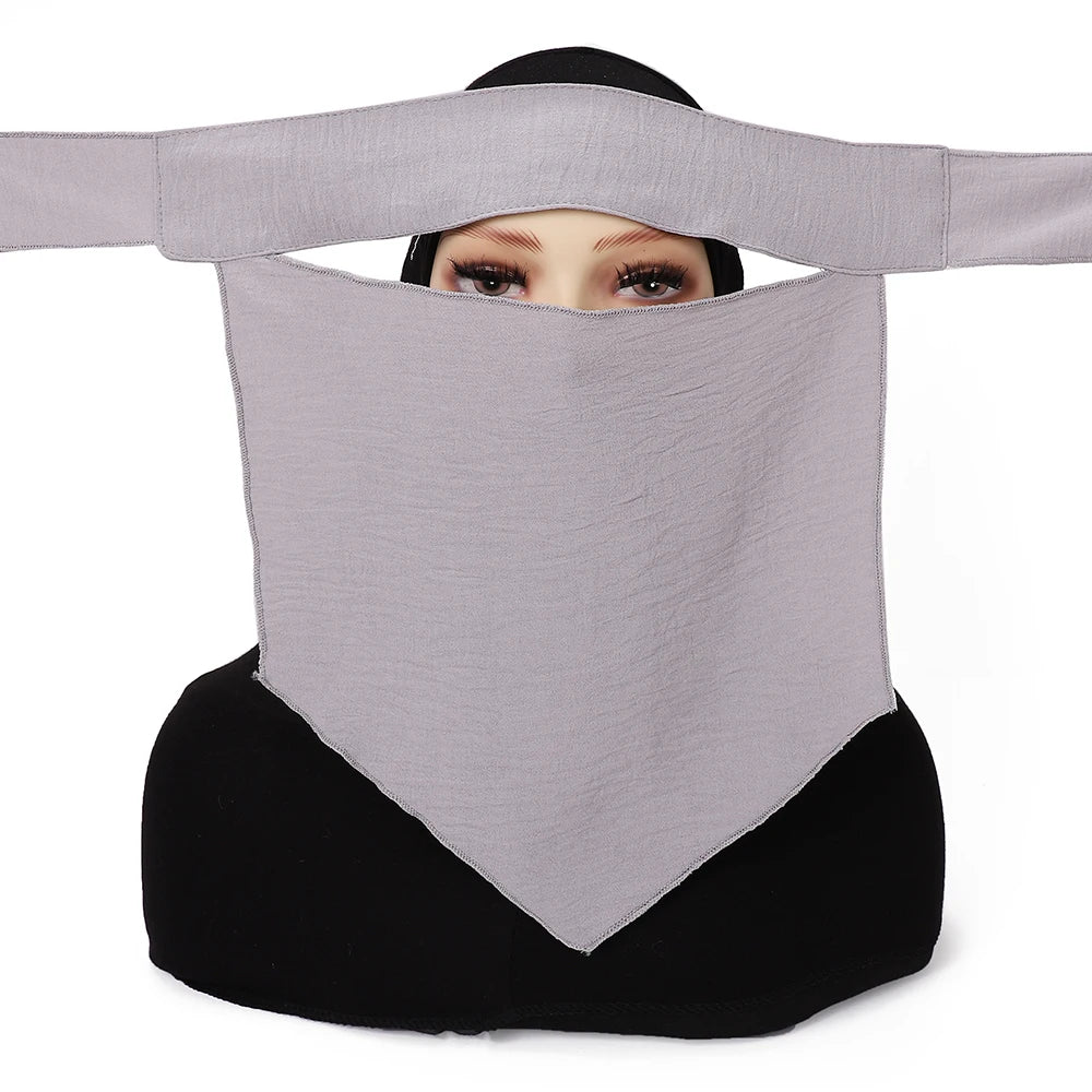>Muslim Face Cover Hijab Headscarf Islamic Strap Scarf Headcover Women Veil Prayer Breathable Wrap Saudi Face Cover Niqab