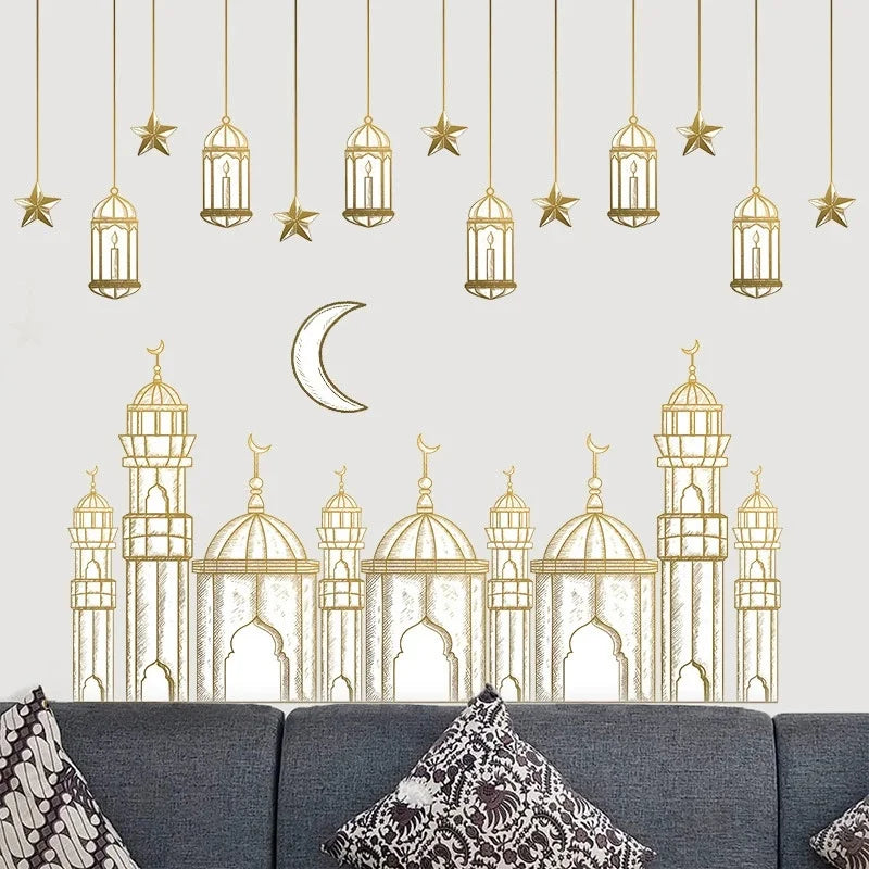Eid Window Stickers Ramadan Decoration Eid Mubarak Decor for Home 2026 Ramadan Kareem Islam Muslim Party Supplies Eid Al-fitr
