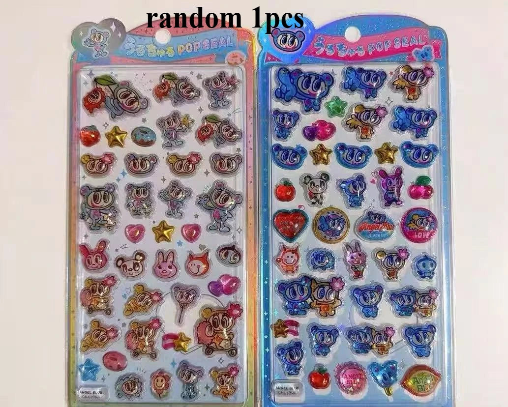 New Angel Blue Wave Water Moisturizing Stickers Japanese 3D Relief Stickers Children's Fairy Decorative Stickers festival gifts
