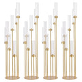 4Sets 7 Arms Floor Candelabra Wedding Centerpieces Gold 48" Tall Metal Candlestick Holders with Acrylic Removable Lampshade