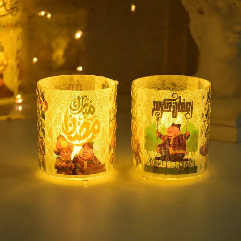 Eid Mubarak Led Candle Lantern Ramadan Kareem Decoration for Home 2025 Islamic Muslim Festival Party Favors Eid Al-Fitr Gift