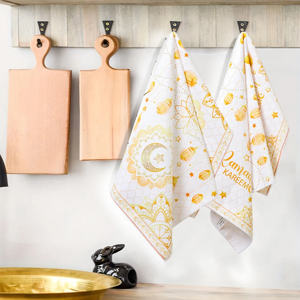 2ps Ramadan Dish Towel Eid Mubarak Decoration 2026 for Home Ramadan Kareem Ramadan Mubarak Islamic Muslim Party Eid Al-Fitr Gift