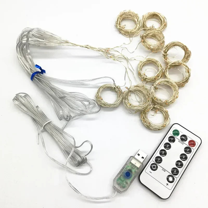Curtain Lights LED 8 Modes Fairy Light Wedding Valentine's Day USB Plug Curtain Garland Ramadan EID Mubarak Decoration for Home