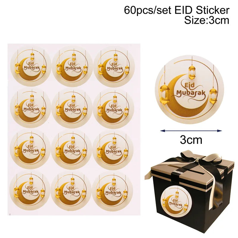 EID Mubarak Stickers Ramadan Decoration 2025 For Favor Gifts Label Ramadan Kareem Islamic Muslim Party Eid Al Adha Gifts
