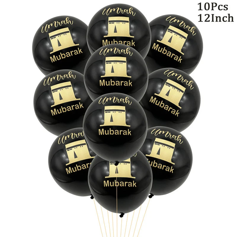 Black Gold Umrah Mubarak Latex Balloons Ramadan Kareem Decoration EID Mubarak Muslim Islamic Festival Party Home Ramadan Supplie