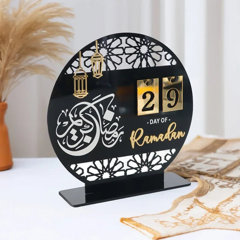 Acrylic Ramadan Countdown Calendar Gifts Day of Ramadan Calendar with Replacing Number 2026 Eid Mubarak Home Decoration