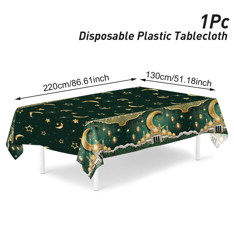 Eid Mubarak Tablecloths Ramadan Decoration 2025 for Home Islamic Muslim Party Decor Ramadan Kareem Tableware Eid Al Adha Gifts