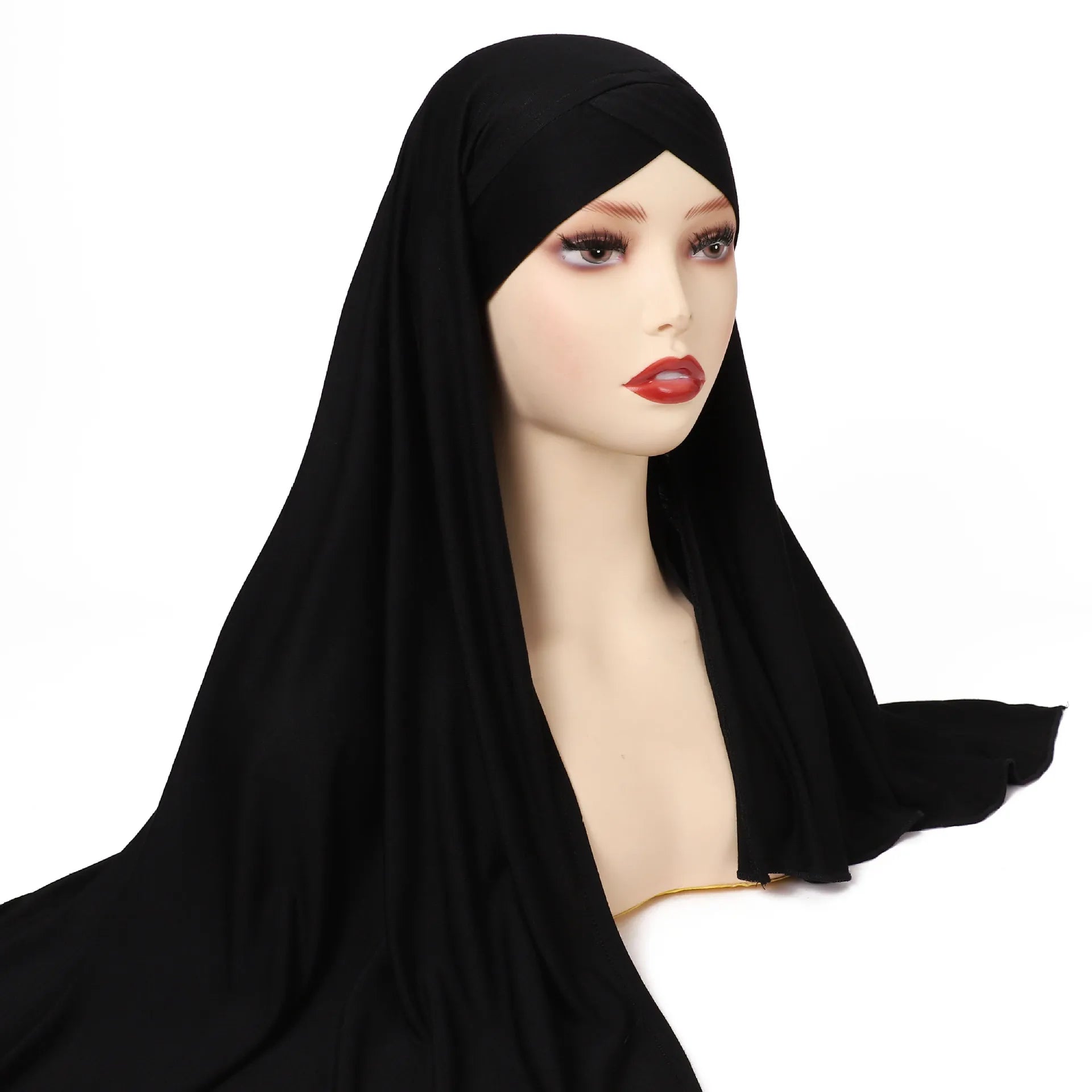 Women Turban Modal Jersey Hijab Lightweight Soft Forehead Cross Instant Hijab Shawls and Wraps Muslim Stretch Head Scarf Mujer